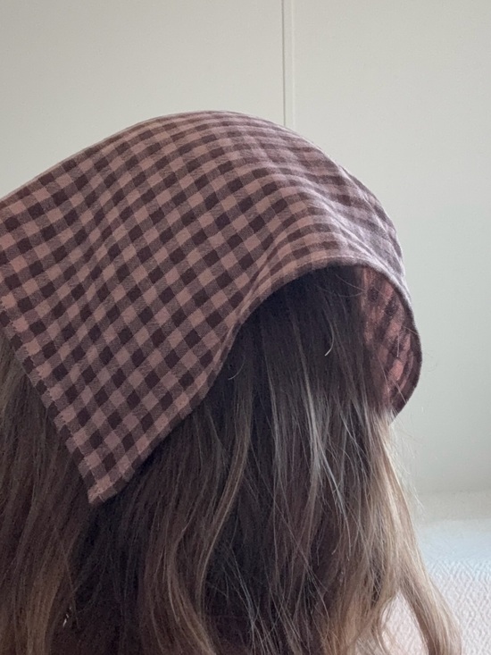 Hand Crafted Accessories - Hand Crafted Pink and Brown Gingham Headscarf